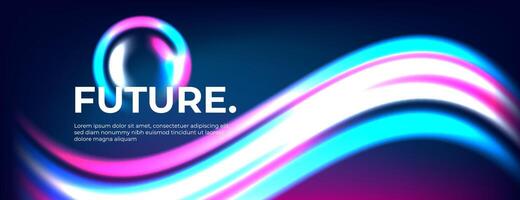 abstract wave neon light with lens. future technology background. illustration vector