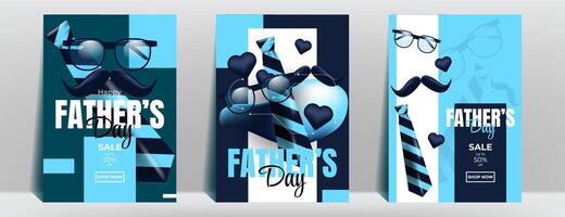 father's day vertical banner or poster background design set. illustration vector