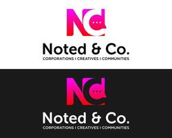 NC letters monogram chat technology company logo design. vector