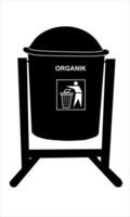 black and white organic trash can vector