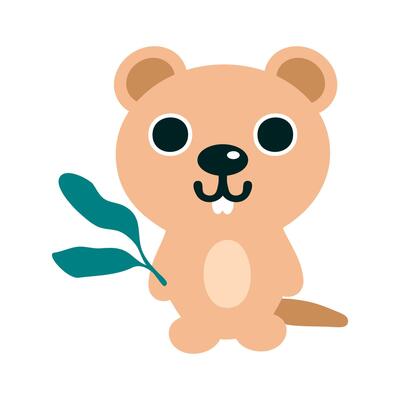 Hand drawn smiling australian quokka. Perfect design for any purpose. Doodle illustration isolated on white background.