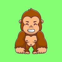 Cute Gorilla Cartoon Icons Illustration. Flat Cartoon Concept. Suitable for any creative project. vector