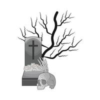 illustration of grave with skull vector