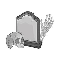 illustration of grave with skull vector