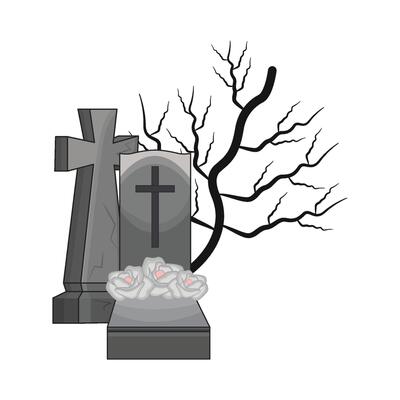 illustration of grave