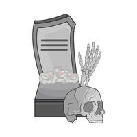 illustration of grave with skull vector