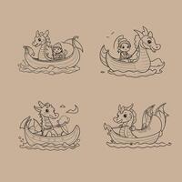 ilustración del barco del dragón vector