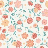 A pastel pink and yellow seamless flower pattern with a charming vintage feel. Perfect for fabric, wallpaper, or print, it features blooming daisies and chamomiles. vector