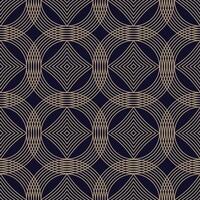 A luxurious seamless pattern in blue and gold, featuring circles ornate geometric shapes and elegant lines. Perfect for textile, wrapping paper, or background designs vector