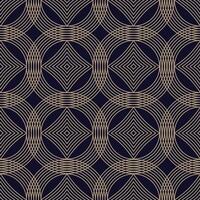 A luxurious seamless pattern in blue and gold, featuring circles ornate geometric shapes and elegant lines. Perfect for textile, wrapping paper, or background designs vector