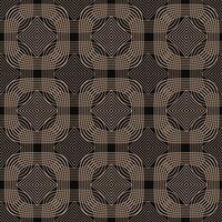 A luxurious seamless pattern in black and gold, featuring ornate geometric square shapes and elegant lines. Perfect for textile, wrapping paper, or background designs. vector