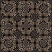 A luxurious seamless pattern in black and gold, featuring ornate geometric square shapes and elegant lines. Perfect for textile, wrapping paper, or background designs. vector