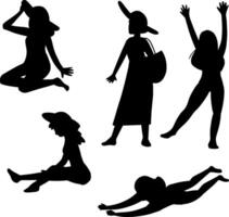 silhouettes of women's beach volleyball vector