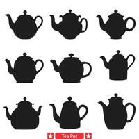 Stylish Tea Pot Silhouettes Add Sophistication to Your Artwork vector