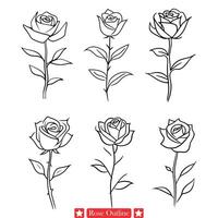 Mysterious Rose Line Art Intriguing Floral Sketch for Enigmatic Artworks, Mystical Symbols, and Tarot Decks vector