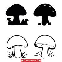 Enchanted Forest Fungi Delicate Silhouettes to Enhance Your Designs vector