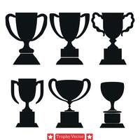 Glittering Trophies Silhouette Collection for Success vector