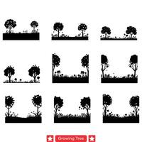 Nature s Tapestry Exquisite Growing Tree Silhouettes for Creative Projects vector