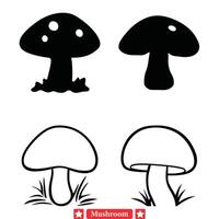 Mystic Forest Melody Captivating Mushroom Silhouettes for Visual Delights vector