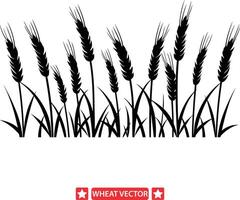 Rustic Reverie Tranquil Wheat Silhouette Trove vector