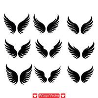 Angelic Allure Intricate Wings Set for Design Exploration vector