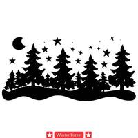 Winter s Veil Silhouettes Depicting the Mysteries of the Forest vector