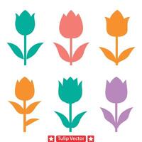 Nature s Poetry Intricate Tulip Silhouette Designs vector