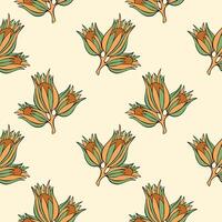 Pattern with ripe nuts, stylized contour of hazelnuts, hand drawn doodle sketch . vector
