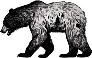 Close-up drawing of a ferocious bear. Ai Generate png