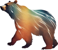 Close-up drawing of a ferocious bear. Ai Generate png