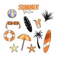 Set of premium summer full color vector