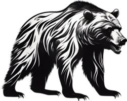 Close-up drawing of a ferocious bear. Ai Generate png