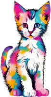 fechar-se pintura do uma fofa gatinho. ai gerar png