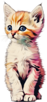 Close-up painting of a cute kitten. Ai Generate png