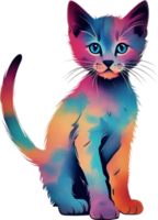 fechar-se pintura do uma fofa gatinho. ai gerar png