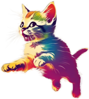 fechar-se pintura do uma fofa gatinho. ai gerar png