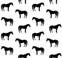seamless pattern of hand drawn horses silhouette vector