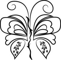 Butterfly outline with drawn vector