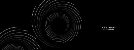 Black abstract background with spiral shapes. Technology futuristic template. vector