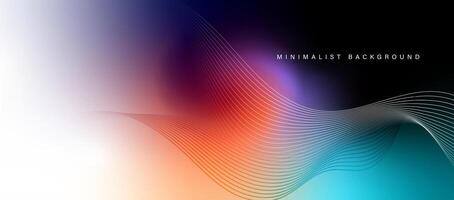 Colorful gradient background with wavy lines. vector