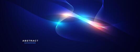 Abstract futuristic blue background with glowing light effect vector