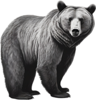 Close-up drawing of a ferocious bear. Ai Generate png