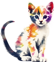 fermer La peinture de une mignonne chaton. ai produire png