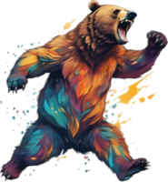 Close-up drawing of a ferocious bear. Ai Generate png