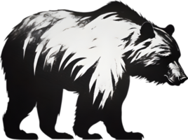 Close-up drawing of a ferocious bear. Ai Generate png