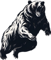 Close-up drawing of a ferocious bear. Ai Generate png