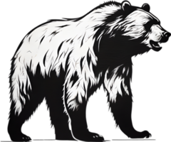 Close-up drawing of a ferocious bear. Ai Generate png