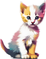 Close-up painting of a cute kitten. Ai Generate png