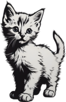 Close-up painting of a cute kitten. Ai Generate png