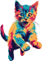 Close-up painting of a cute kitten. Ai Generate png